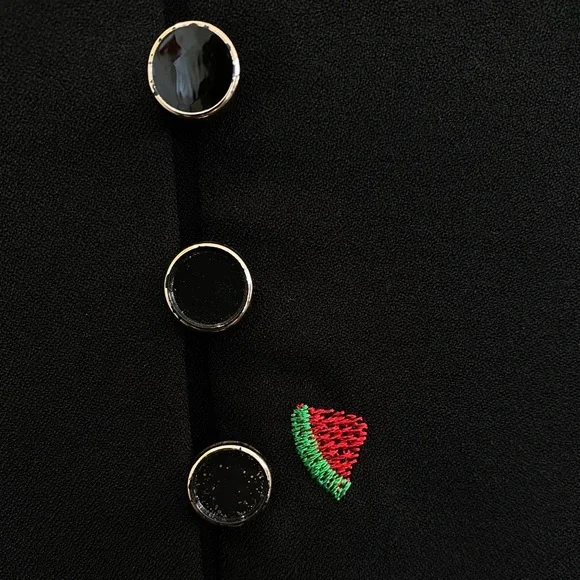 Abow Black Dress with Fruit Embroidery 🍉 🍎 🍌 Size 10 - Picture 6 of 16